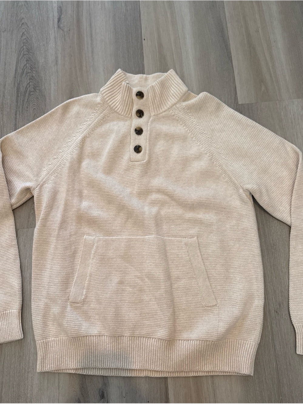 Banana Republic Cozy Cream Button-Neck Pullover Sweater